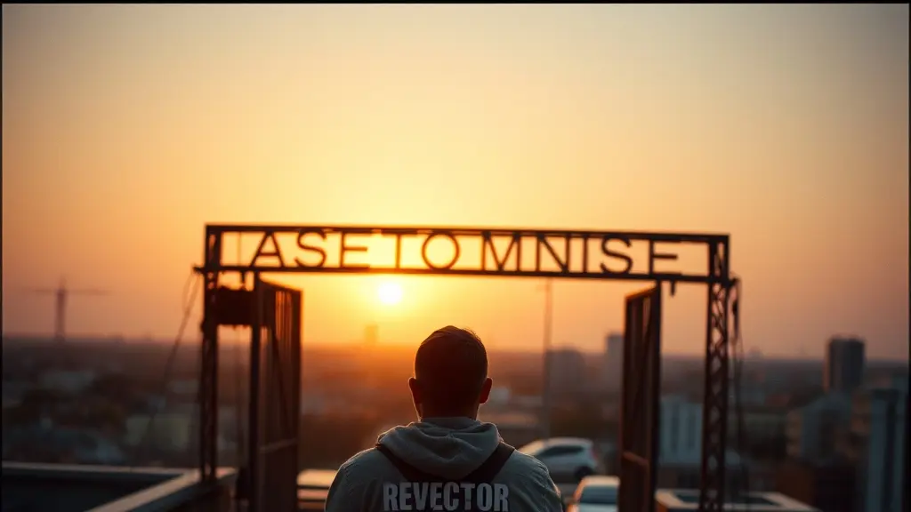 an assistant director with a radio at a location gate before sunrise
