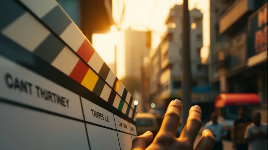 a production board of coloured strips seen edge-on at a steep angle