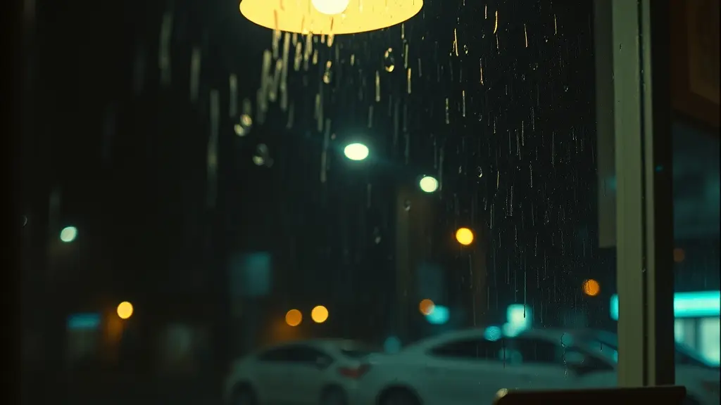 a writer at a café window at night