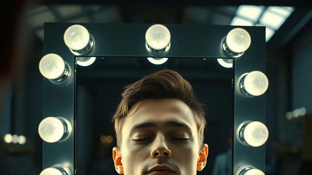an actor in a make-up chair between takes