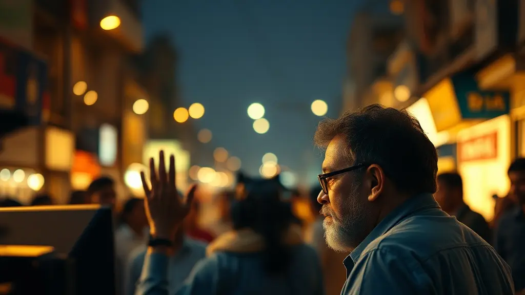 a director watching a monitor on set