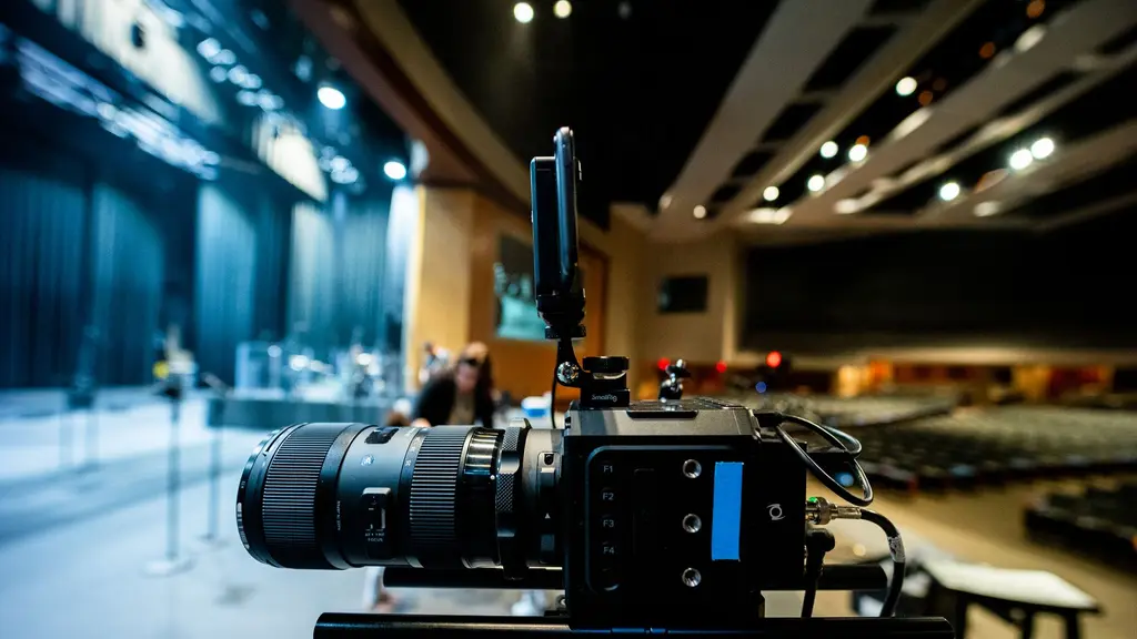 a handheld camera rig resting on an apple box between takes